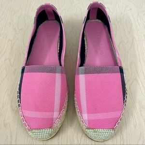 New Burberry Shoes Womens 37 Hodgeson Flat Espadrilles House Check Rose Pink